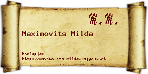 Maximovits Milda névjegykártya